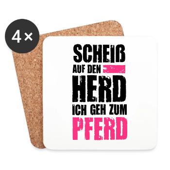 Ich geh zum Pferd - Untersetzer (4er-Set) - Weiß - Vorne