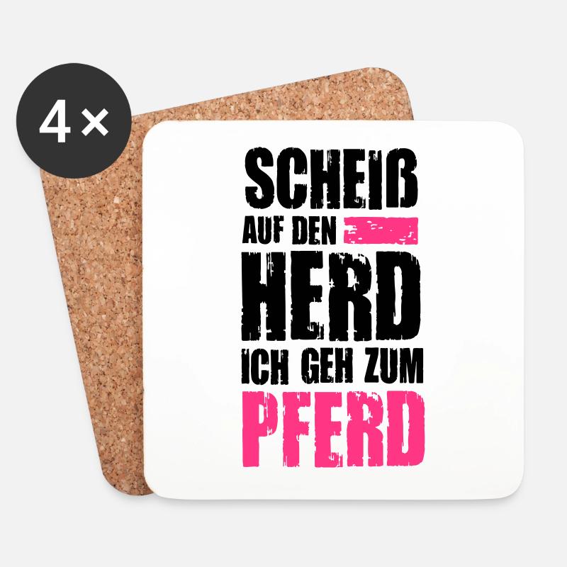 Ich geh zum Pferd - Untersetzer (4er-Set) - Weiß