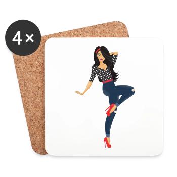 pinup - Dessous de verre (lot de 4) - blanc - Devant