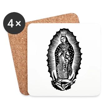 Maria Zeichnung Tattoo Christlich - Untersetzer (4er-Set) - Weiß - Vorne