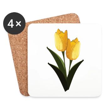 Tulpen Gelb - Untersetzer (4er-Set) - Weiß - Vorne