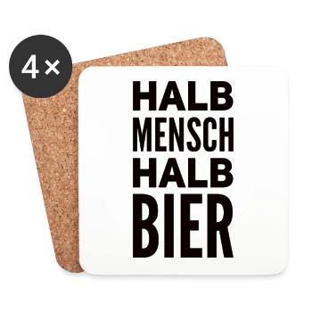 Halb Mensch Halb Bier - Untersetzer (4er-Set) - Weiß - Vorne
