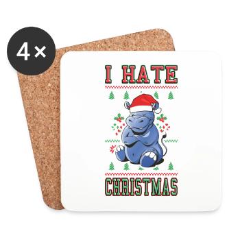 Ich Hasse Weihnachten Spruch Lustig Ugly Nilpferd - Untersetzer (4er-Set) - Weiß - Vorne