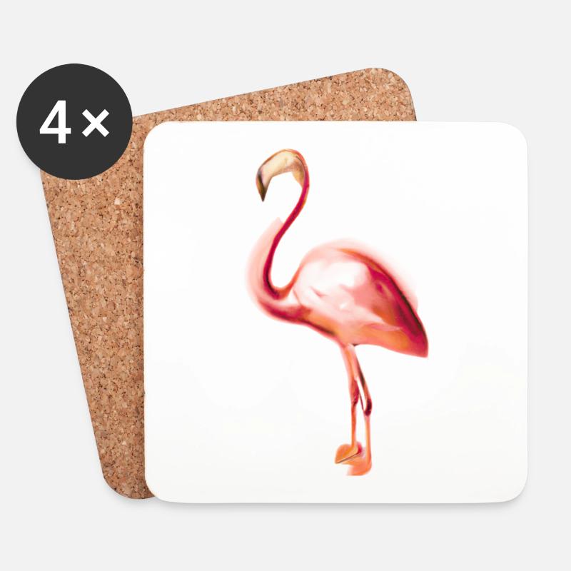 Flamingo Geschenkidee - Untersetzer (4er-Set) - Weiß