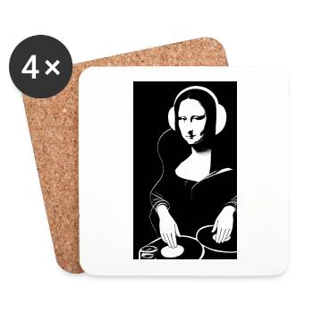 DJ Mona Lisa - Iconic Remix Art - Coasters (set of 4) - white - Front