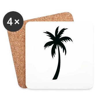 Tropical Palm Tree Silhouette Gift Summer - Coasters (set of 4) - white - Front
