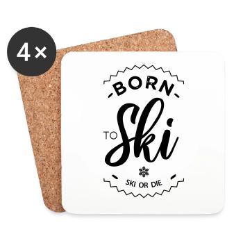 Born to ski- - Untersetzer (4er-Set) - Weiß - Vorne