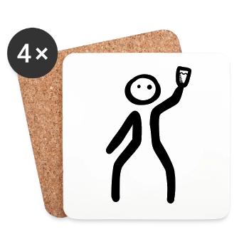 célébration - bonhomme baton lève son verre - Dessous de verre (lot de 4) - blanc - Devant