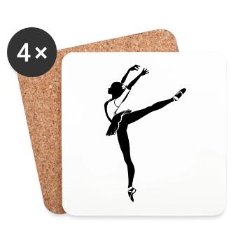 Illustration de danseuse de ballet en noir et blanc - Dessous de verre (lot de 4) - blanc - Devant