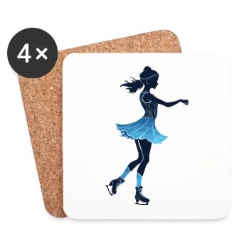 Illustration de patineur artistique - Sports Design - Dessous de verre (lot de 4) - blanc - Devant