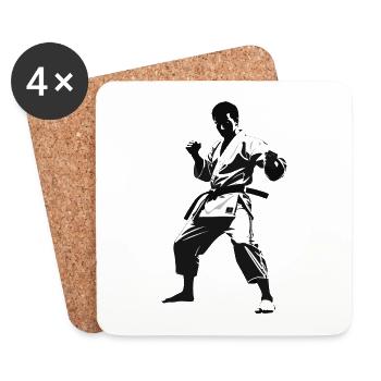Karate Fighter - Martial Arts Sports Sticker - Untersetzer (4er-Set) - Weiß - Vorne