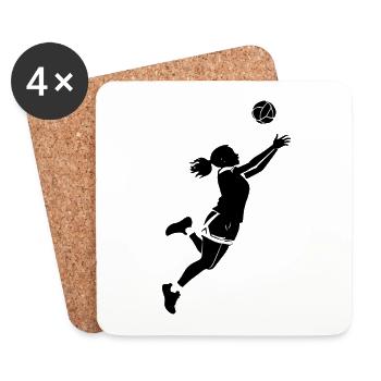 Volleyball Girl - Sports Sticker - Coasters (set of 4) - white - Front