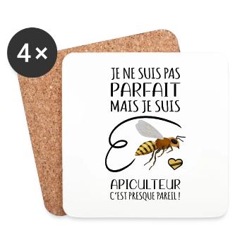 Je ne suis pas parfait mais je suis apiculteur - Dessous de verre (lot de 4) - blanc - Devant