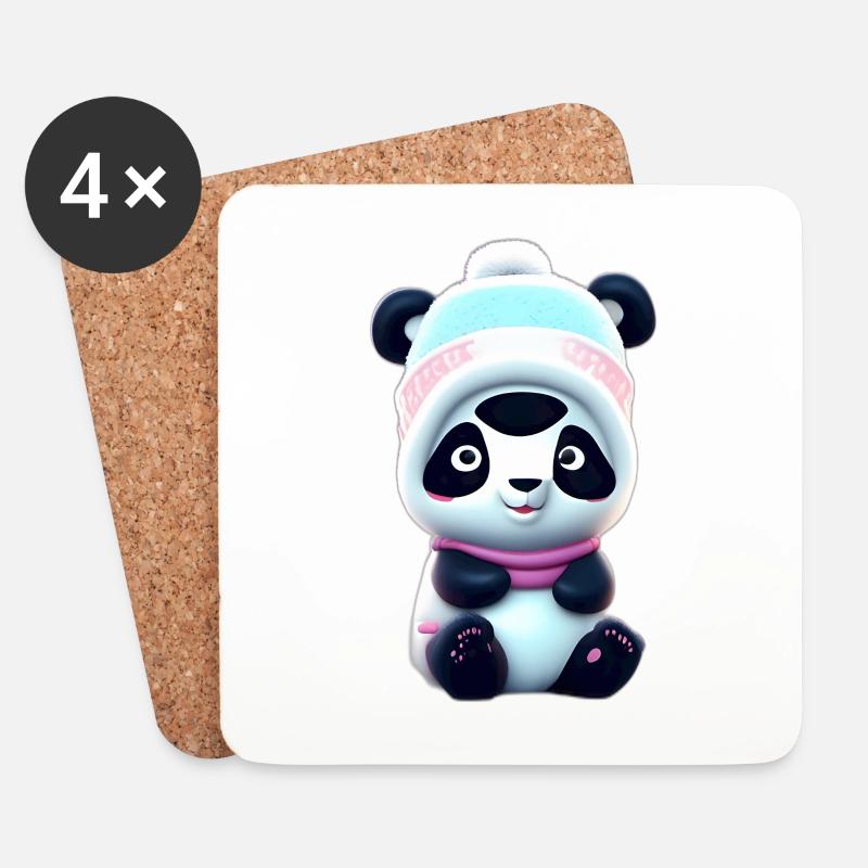 Panda im Schnee - Untersetzer (4er-Set) - Weiß