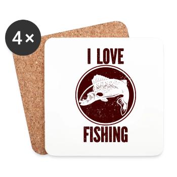 Pêcheur à la ligne Hameçon Canne à pêche Pêcheur sportif - Dessous de verre (lot de 4) - blanc - Devant