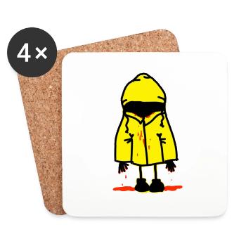 Homme à capuche effrayant - Dessous de verre (lot de 4) - blanc - Devant