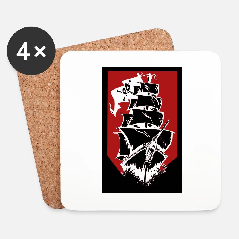 Piratenschiff - Untersetzer (4er-Set) - Weiß