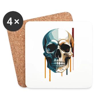 Skull Art - Moderner Totenkopf im Dual-Color Desig - Untersetzer (4er-Set) - Weiß - Vorne