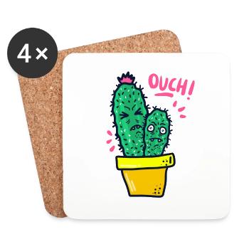 Ouch, cute cacti! - Untersetzer (4er-Set) - Weiß - Vorne