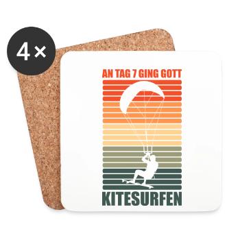 An Tag 7 Ging Gitt Kitesurfen - Untersetzer (4er-Set) - Weiß - Vorne
