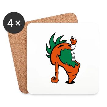 Hungry Carrot - Untersetzer (4er-Set) - Weiß - Vorne
