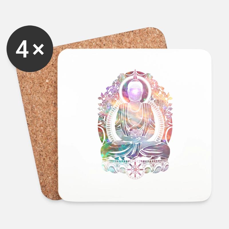 Cosmic Buddha - Untersetzer (4er-Set) - Weiß