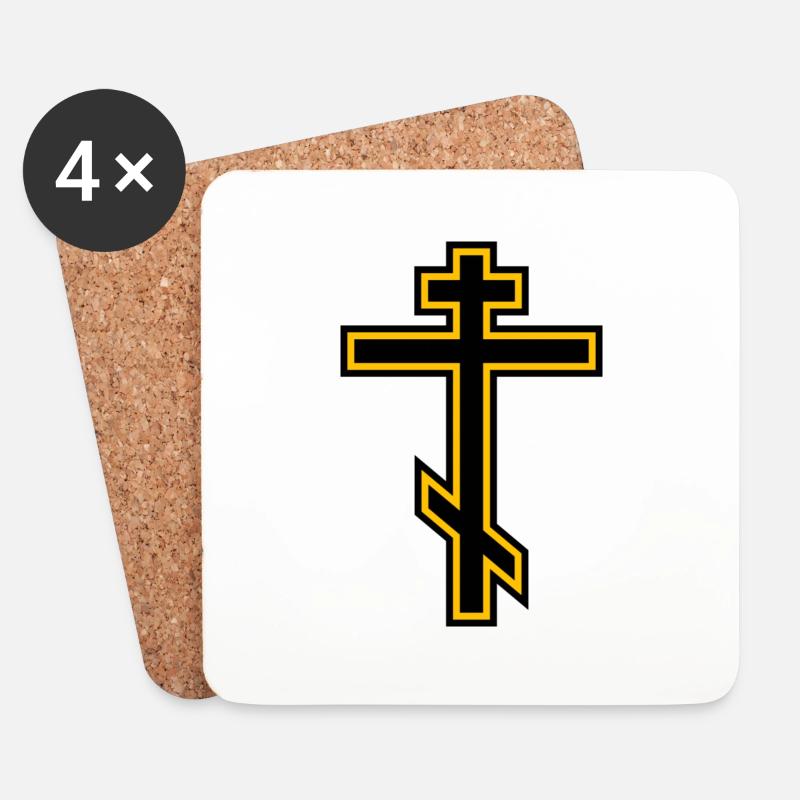 Orthodox Cross - Dessous de verre (lot de 4) - blanc