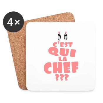 C'est qui la chef - Dessous de verre (lot de 4) - blanc - Devant