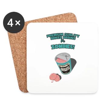 Brainz - Baked Beings Brains for Zombies - Coasters (set of 4) - white - Front