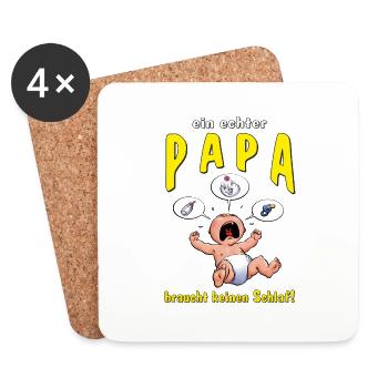 CD - ein echter Papa braucht keinen Schlaf - - - Untersetzer (4er-Set) - Weiß - Vorne