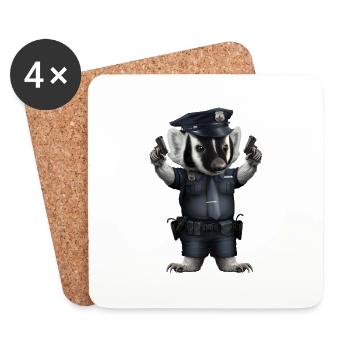 BADGER POLICE - Dessous de verre (lot de 4) - blanc - Devant