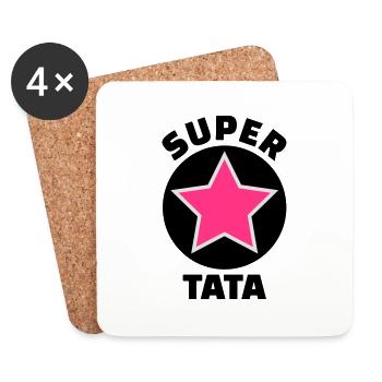 super tata (v.5) - Dessous de verre (lot de 4) - blanc - Devant