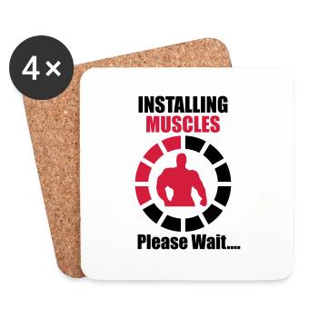 Installing Muscles (Loading) Funny Gym - Coasters (set of 4) - white - Front