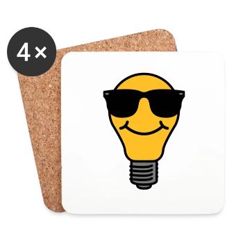 Lightbulb with sunglasses - Coasters (set of 4) - white - Front