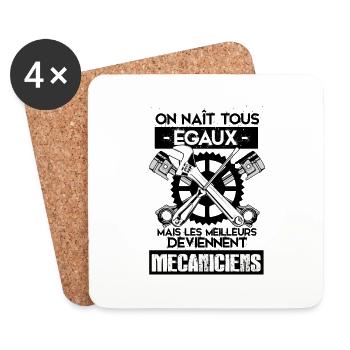 MECANICIEN (noir) - Dessous de verre (lot de 4) - blanc - Devant