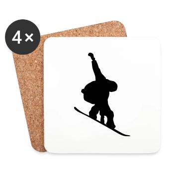 Snowboarder - Dessous de verre (lot de 4) - blanc - Devant