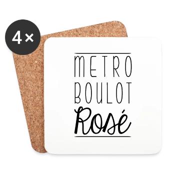 Métro boulot rosé - Dessous de verre (lot de 4) - blanc - Devant