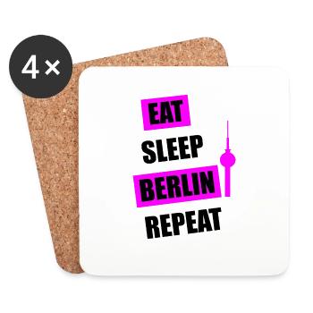 EAT SLEEP BERLIN PINK - Untersetzer (4er-Set) - Weiß - Vorne