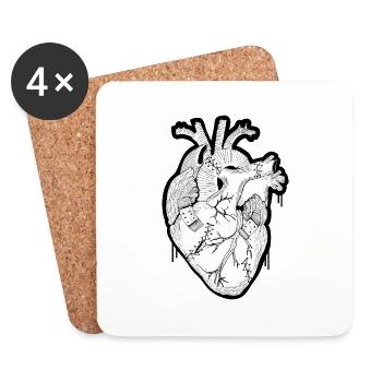 Heart - Dessous de verre (lot de 4) - blanc - Devant