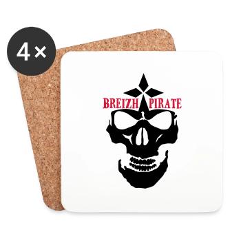 breizh pirate tete de mort crane skull logo - Dessous de verre (lot de 4) - blanc - Devant