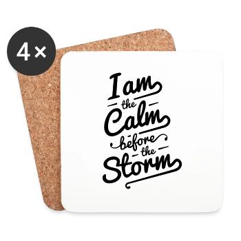 Calm Before Storm Text Saying Typography Clean - Coasters (set of 4) - white - Front