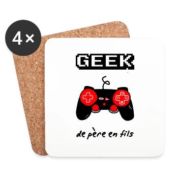geek de père en fils,geek,gaming,papa - Dessous de verre (lot de 4) - blanc - Devant