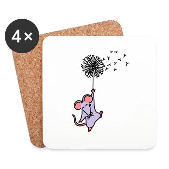 Pusteblumenmäuschen - Untersetzer (4er-Set) - Weiß - Vorne