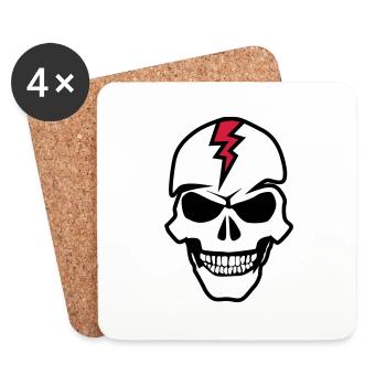 death head skull eclair dead haed - Coasters (set of 4) - white - Front