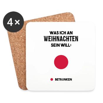 Weihnachten betrunken - Untersetzer (4er-Set) - Weiß - Vorne