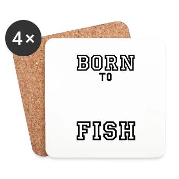 born to fish (Angeln, c, 1c) - Coasters (set of 4) - white - Front