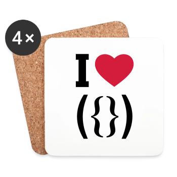 I LOVE PUSSY - ASCII - Porn - Porno - Coasters (set of 4) - white - Front