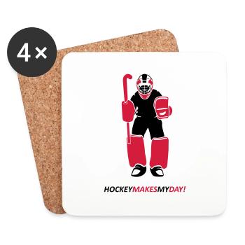 Gardien de but de hockey sur gazon - Dessous de verre (lot de 4) - blanc - Devant
