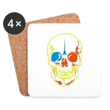 death head dead artistic Skeul - Coasters (set of 4) - white - Front