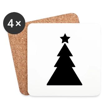 Christbaum - Weihnachten - Untersetzer (4er-Set) - Weiß - Vorne